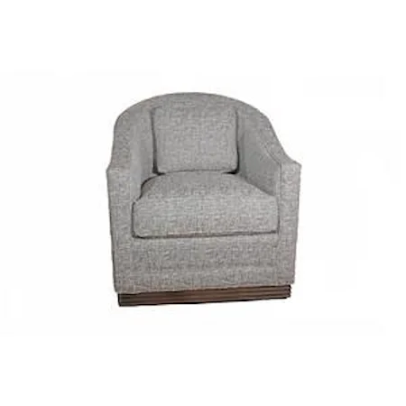 Upholstered Swivel Chair with Carved Exposed Wood Base